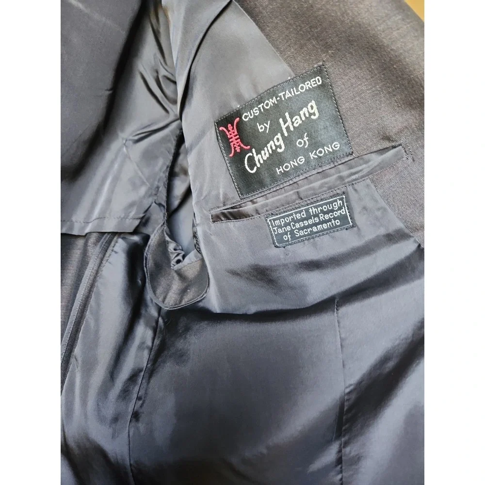 VTG Chung Hang Hong Kong Charcoal Gray Blazer Sport Coat 3-Button Wool Jacket